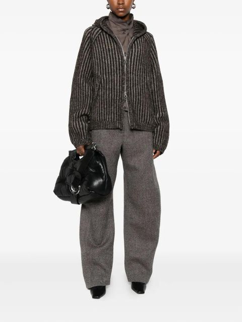 OUR LEGACY striped knitted hoodie - Brown