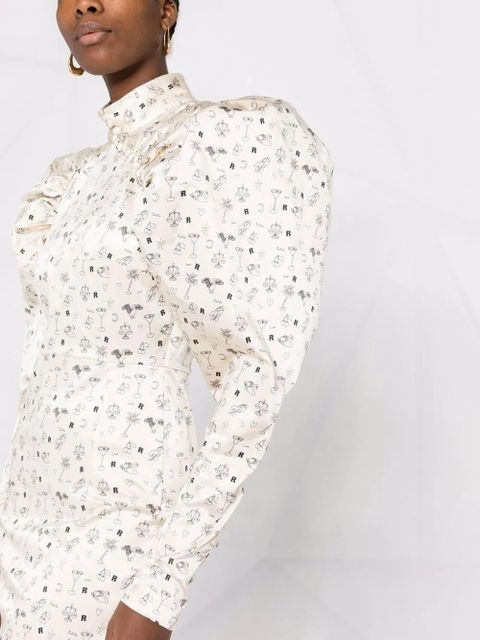 ROTATE BIRGER CHRISTENSEN Kim puff-sleeve dress - Neutrals