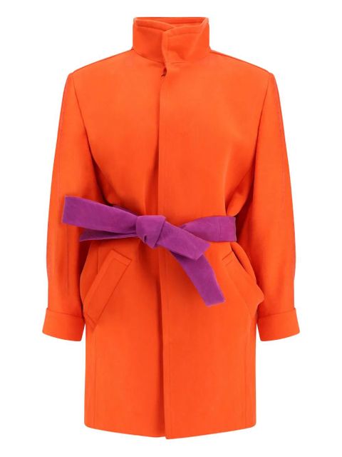 Saint Laurent belted puff sleeve coat - Orange - zdjęcie produktu nr 1