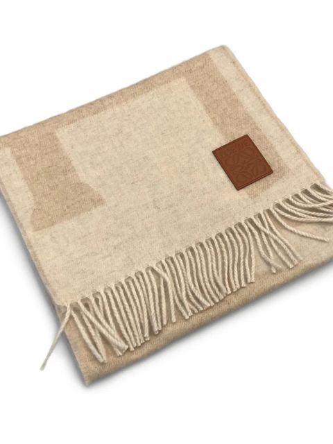 LOEWE fringed logo scarf - Neutrals - zdjęcie produktu nr 2