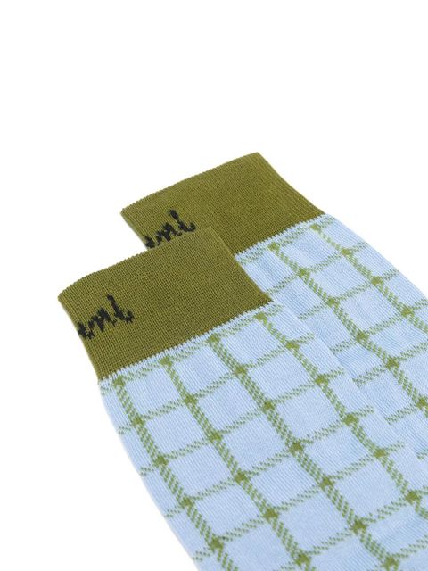 Marni check logo-detail socks - Blue - zdjęcie produktu nr 2