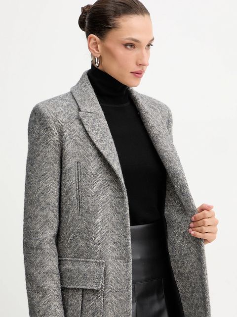 Patrizia Pepe płaszcz z dodatkiem wełny kolor szary 2O0215 A670