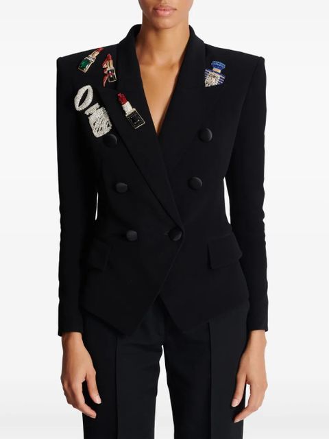 Balmain embroidered patches fitted jacket - Black