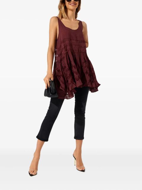 Free People patterned ruffled top - Red