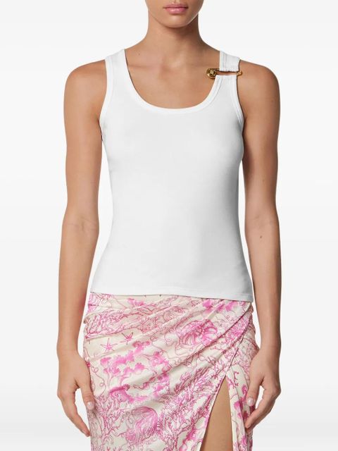 Versace Safety Pin ribbed tank top - White