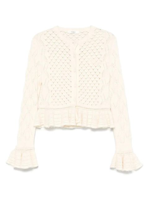 Chloé open-knit ruffled cardigan - Neutrals - zdjęcie produktu nr 1