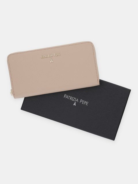 Patrizia Pepe portfel skórzany damski kolor beżowy CQ4879 L001