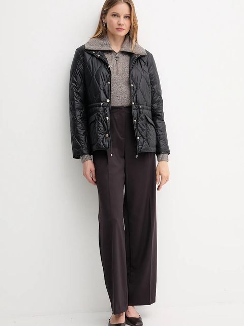 Barbour sweter z wełną damski kolor szary z półgolfem LKN1579 - zdjęcie produktu nr 2