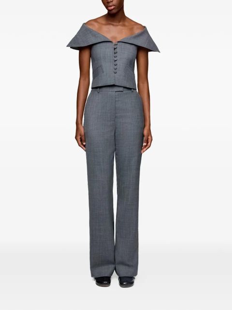 GANNI off-shoulder button top - Grey - zdjęcie produktu nr 2