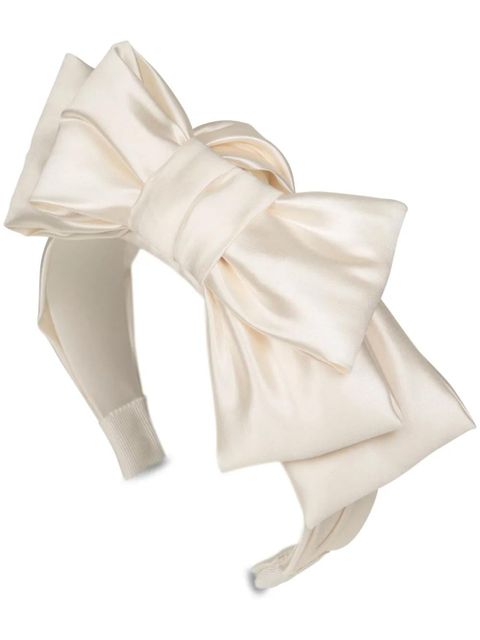Jennifer Behr Karmen bow silk headband - Neutrals - zdjęcie produktu nr 1