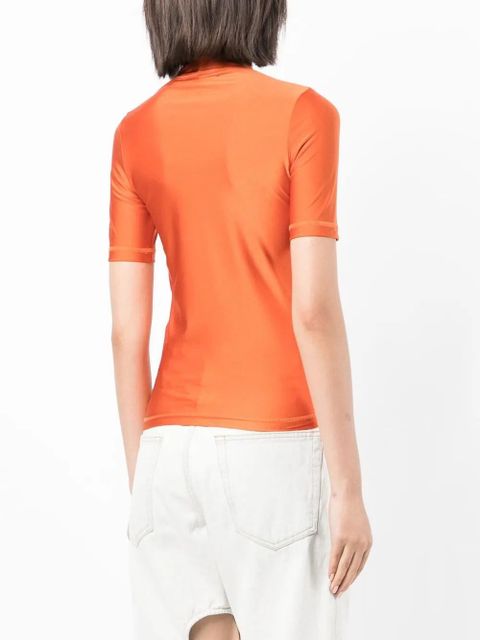 Coperni logo-print mock-neck T-shirt - Orange