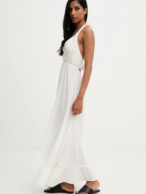 Answear.LAB sukienka bawełniana kolor biały maxi rozkloszowana - zdjęcie produktu nr 1