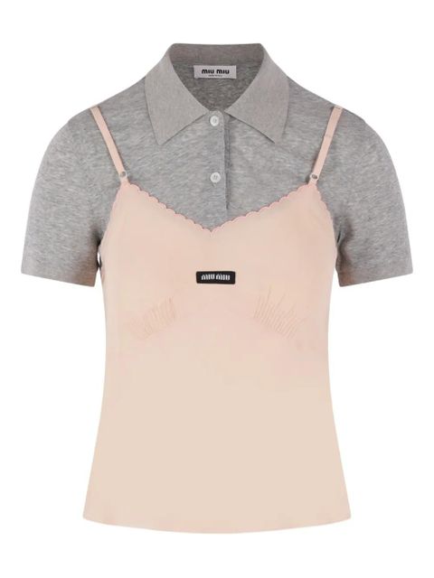 Miu Miu cotton polo top - Grey - zdjęcie produktu nr 1