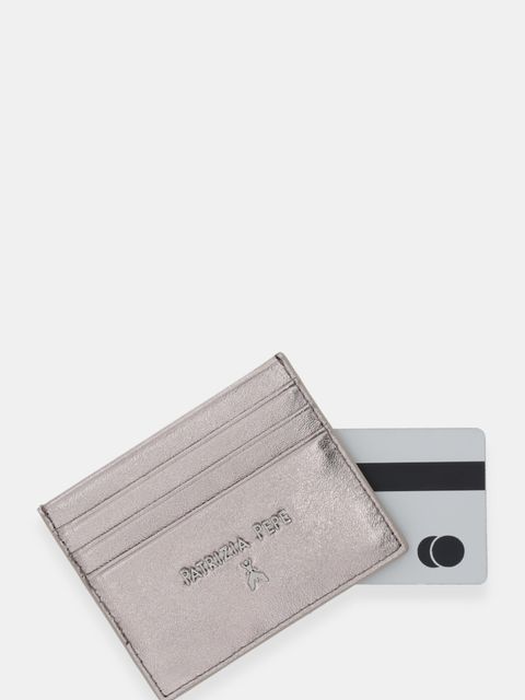 Patrizia Pepe etui na karty skórzane kolor srebrny CQ7001 L001