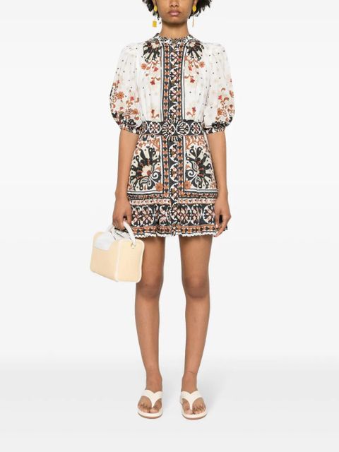 FARM Rio flower-fan-print mini dress - Brown - zdjęcie produktu nr 2