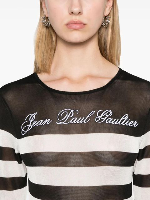 Jean Paul Gaultier logo-embroidered maxi dress - Black
