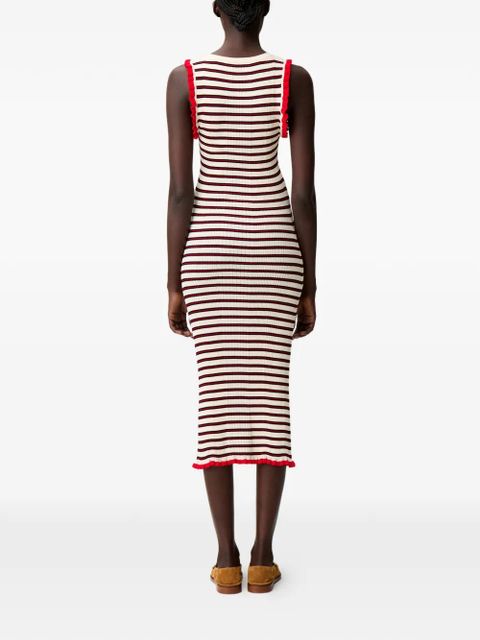 Claudie Pierlot striped ruffled midi dress - Neutrals
