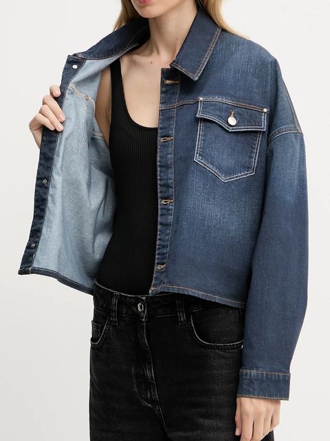 Guess kurtka koszulowa WESTERN kolor granatowy przejściowa oversize W5YN90 D0213