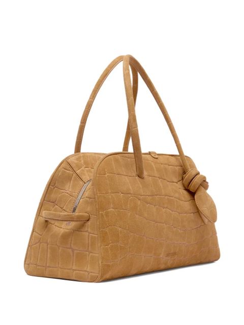 Jacquemus knotted reptile-effect tote bag - Neutrals