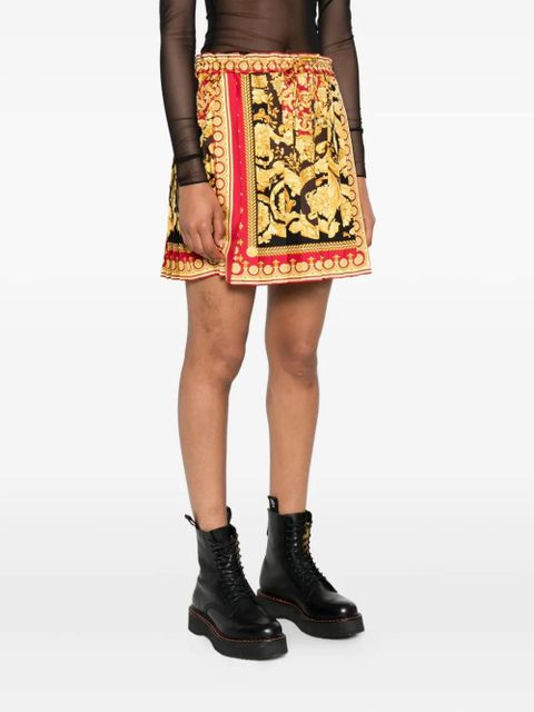 Versace Barocco-print pleated mini skirt - Black