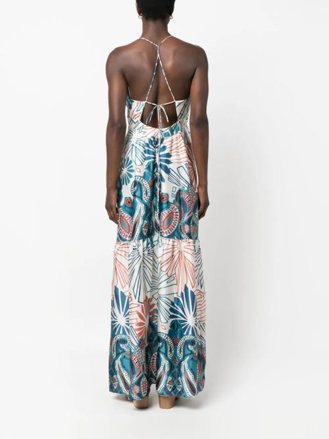 Ba&Sh floral-print tiered-skirt dress - Blue