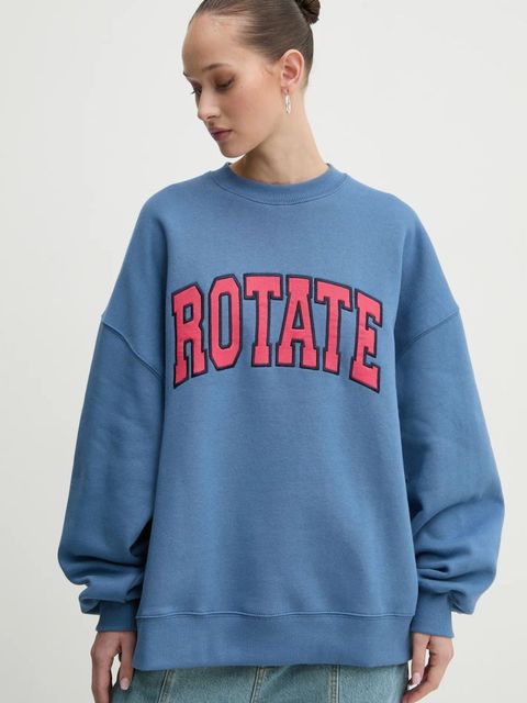 Rotate bluza bawełniana damska kolor niebieski z aplikacją 113427309