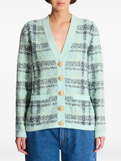 Balmain glittered tweed cardigan - Green
