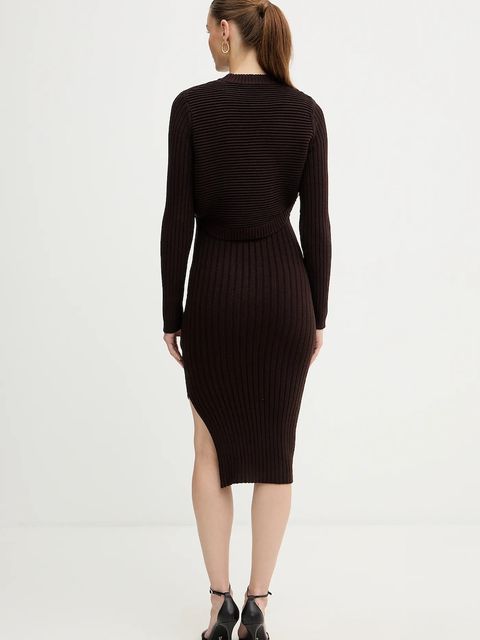 Morgan sukienka i sweter kolor brązowy mini dopasowana RMOMO