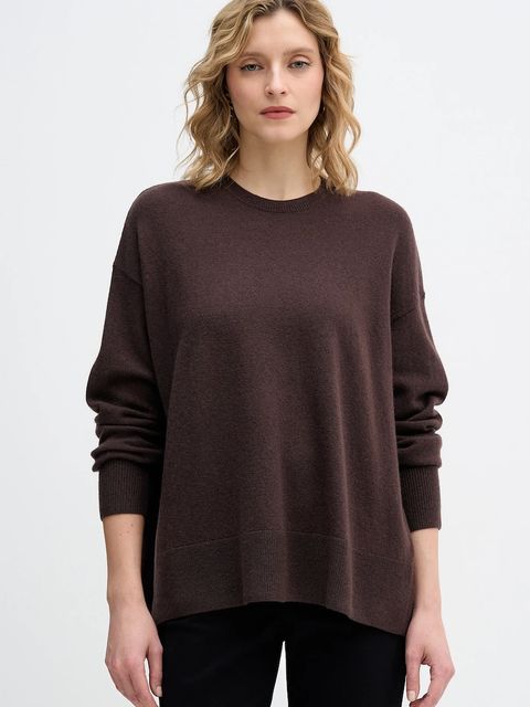 Sisley sweter z dodatkiem wełny damski kolor brązowy lekki 18AYM103K - zdjęcie produktu nr 1