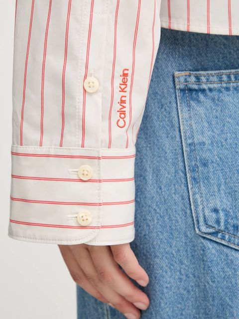 Calvin Klein Jeans koszula bawełniana damska kolor beżowy relaxed z kołnierzykiem klasycznym LV047C118G