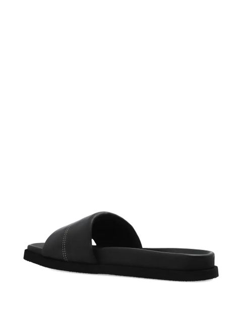 Off-White logo-print leather slides - Black