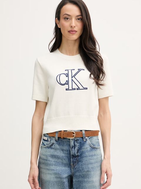 Calvin Klein Jeans T-shirt swetrowy damski bawełniany - zdjęcie produktu nr 1
