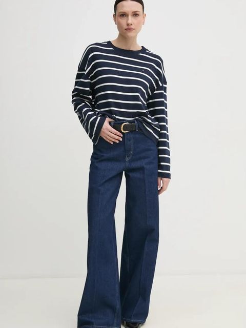 Tommy Hilfiger longsleeve bawełniany kolor granatowy WW0WW45519 - zdjęcie produktu nr 2