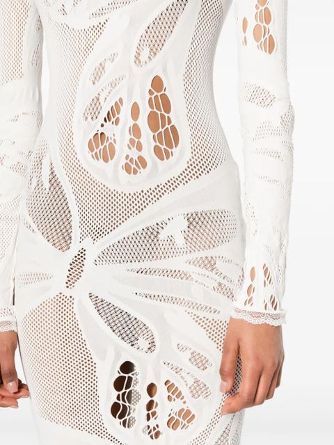 Blumarine lace-trim panelled midi dress - Neutrals