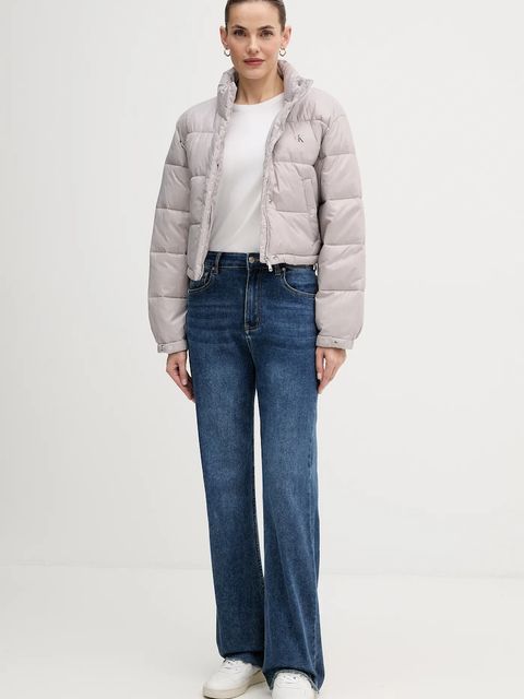 Calvin Klein Jeans kurtka kolor szary zimowa LV047D504G