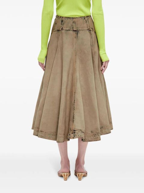 Ferragamo bleach-wash denim midi skirt - Green
