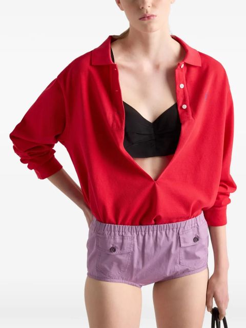 Prada long-sleeved cotton piqué polo shirt - Red