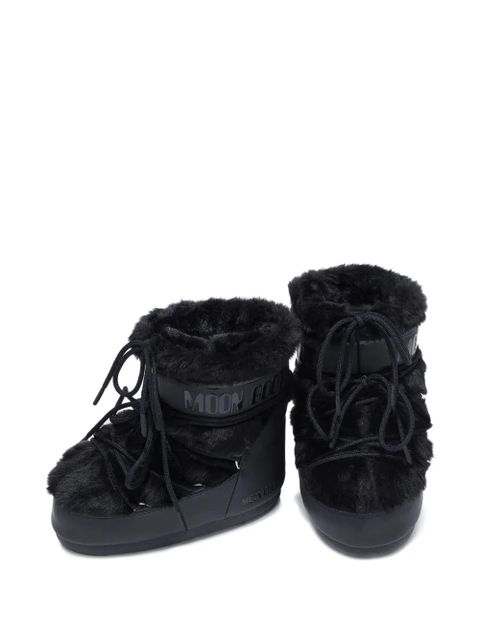 Moon Boot fur lace-up boots - Black