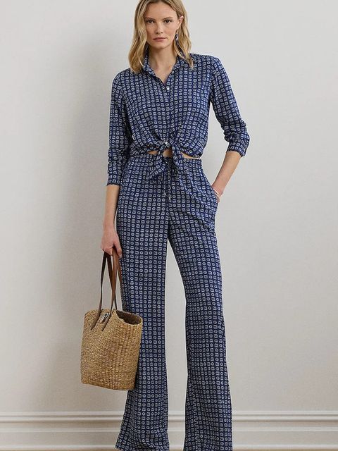 Lauren Ralph Lauren spodnie damskie kolor granatowy szerokie high waist 200970744 - zdjęcie produktu nr 1