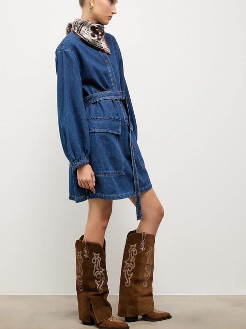 Answear.LAB kowbojki zamszowe kolor brązowy na słupku - zdjęcie produktu nr 2