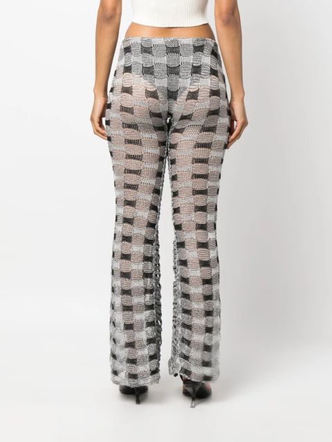 Isa Boulder check-pattern knit trousers - White