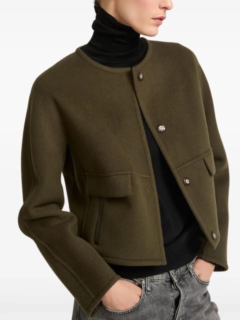 Yves Salomon leather trim-detailing jacket - Green - zdjęcie produktu nr 2