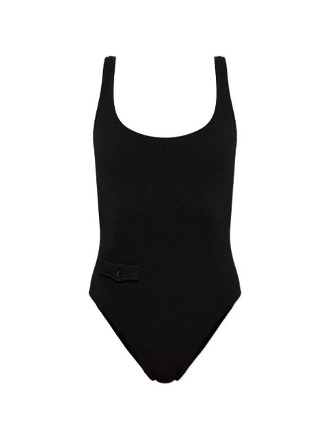 MM6 Maison Margiela button-detail textured swimsuit - Black - zdjęcie produktu nr 1