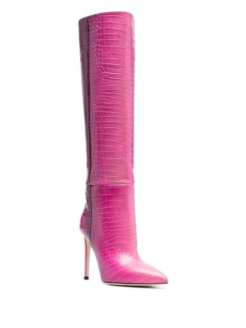Paris Texas crocodile-effect 105mm leather boots - Pink - zdjęcie produktu nr 2