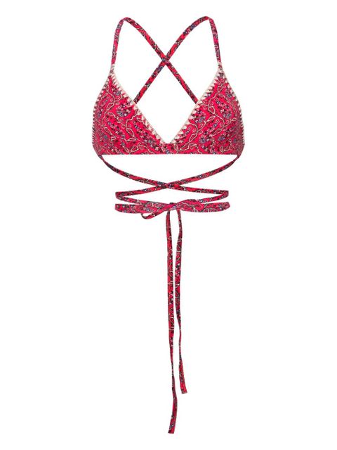 ISABEL MARANT Solange graphic-print bikini top - Pink