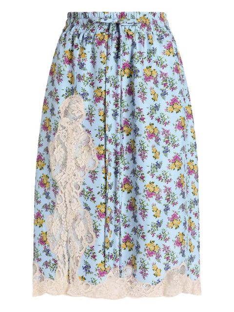 Dolce & Gabbana floral-print lace midi skirt - Blue - zdjęcie produktu nr 1