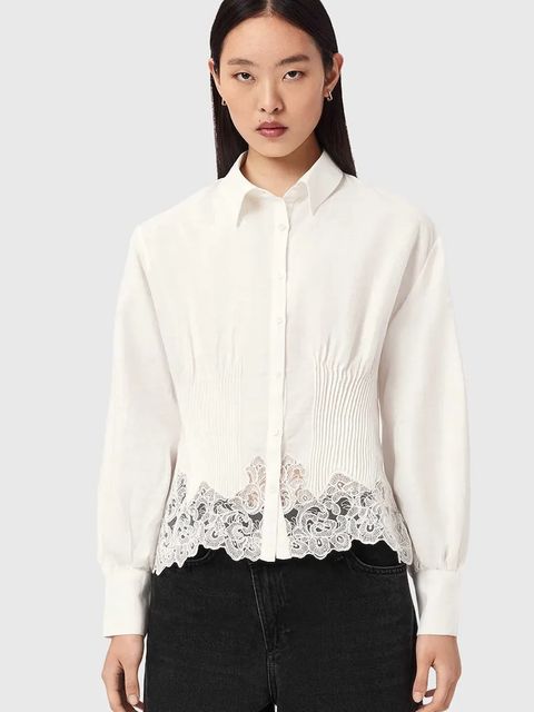 AllSaints koszula damska z lnem CAROL - zdjęcie produktu nr 2