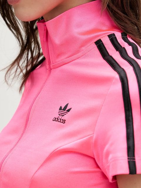 adidas Originals t-shirt Adicolor damski kolor różowy z półgolfem JY2546