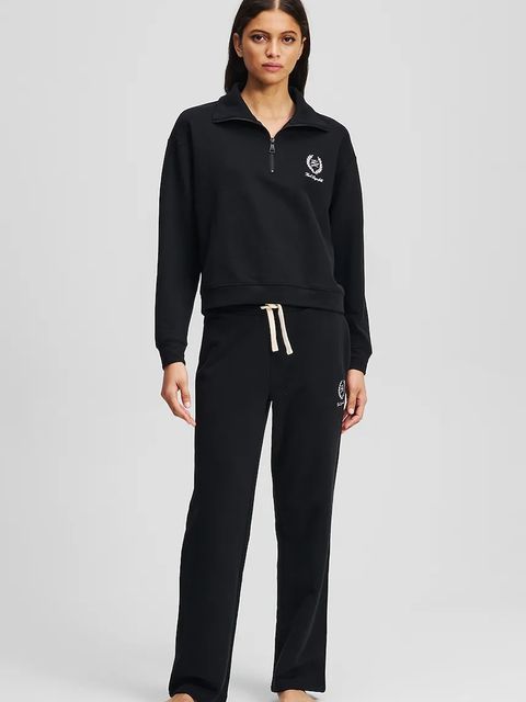 Karl Lagerfeld bluza bawełniana HOTEL KARL damska kolor czarny z aplikacją A3W44008