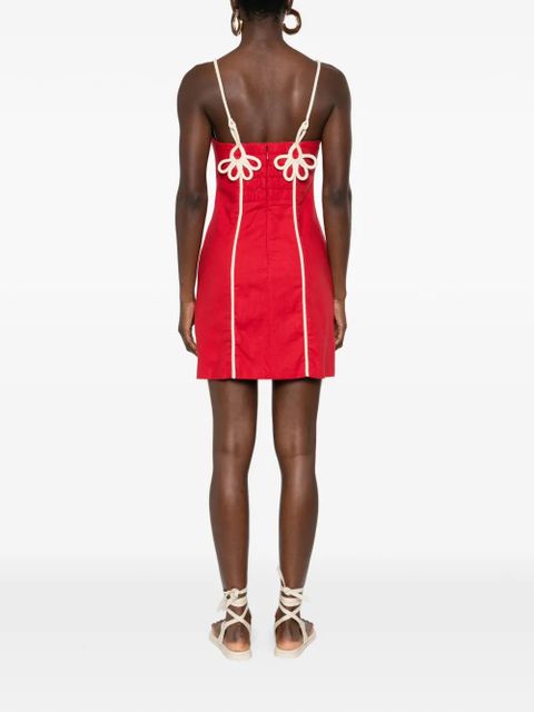 FARM Rio flower strap piped mini dress - Red